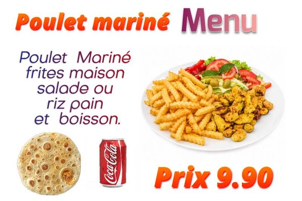 Menu poulet mariné