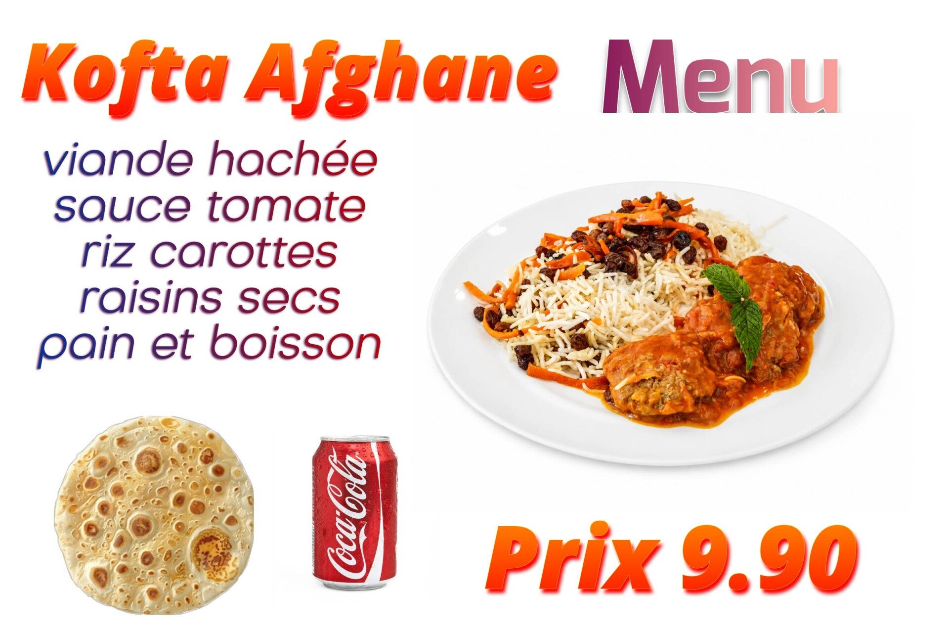 Menu kofta afghane