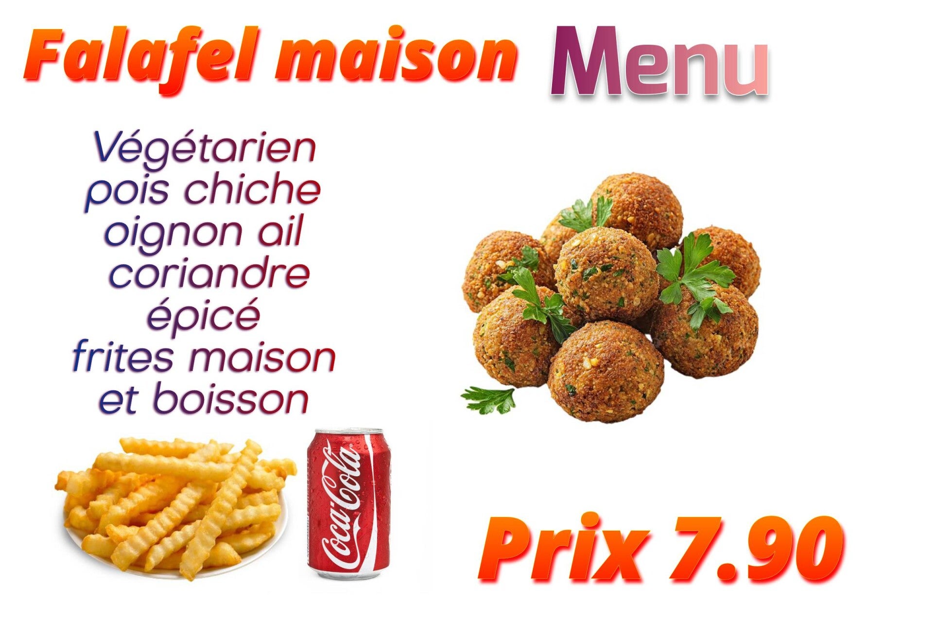 Menu falafel végétarien