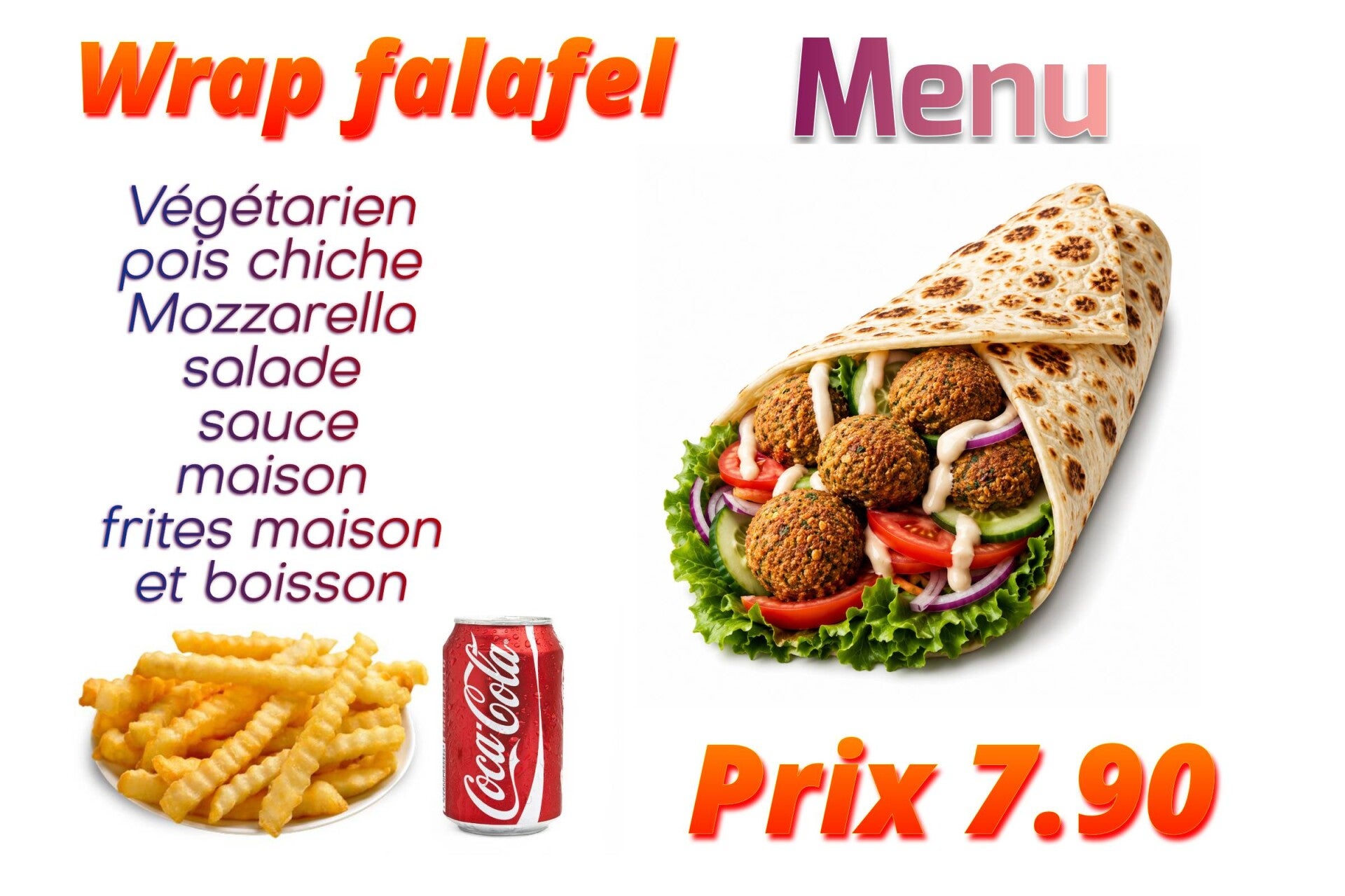 Menu wrap falafel végétarien