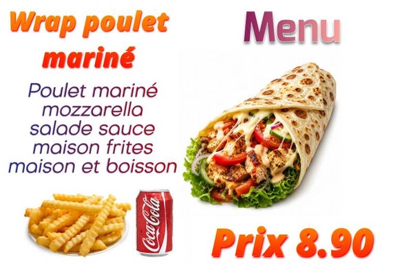 Menu wrap Poulet mariné