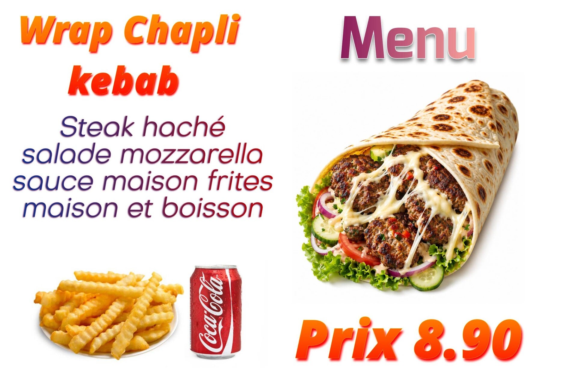 Menu wrap chapli kebab