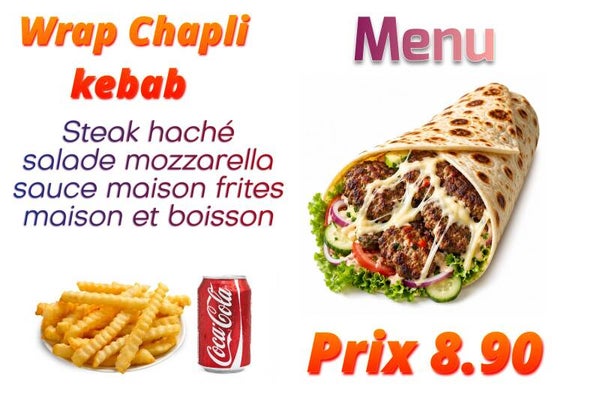 Menu wrap chapli kebab