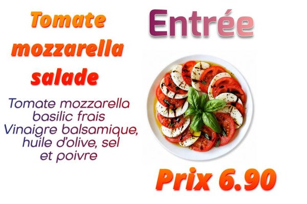 Entrée tomate mozzarella salade