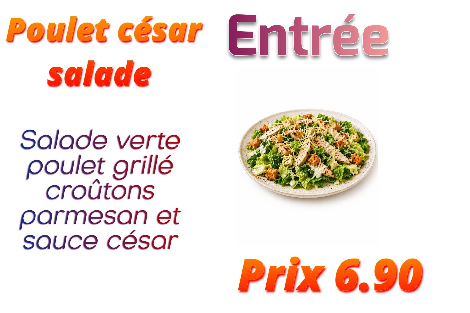 Entrée Poulet césar salade
