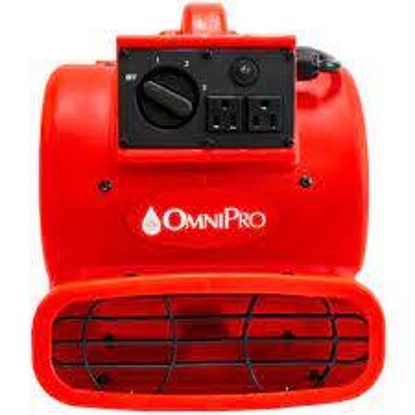 Omni Dry, Mini Air Mover, With Daisy Chain, 1.8 AMP, 3-Speed, Blue, Red