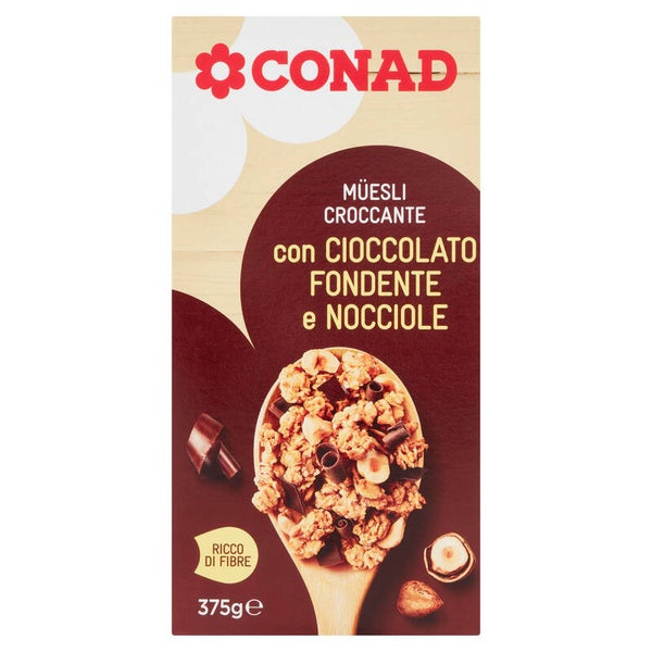 Conad Crunchy Muesli with Dark Chocolate & Hazelnuts (375g)