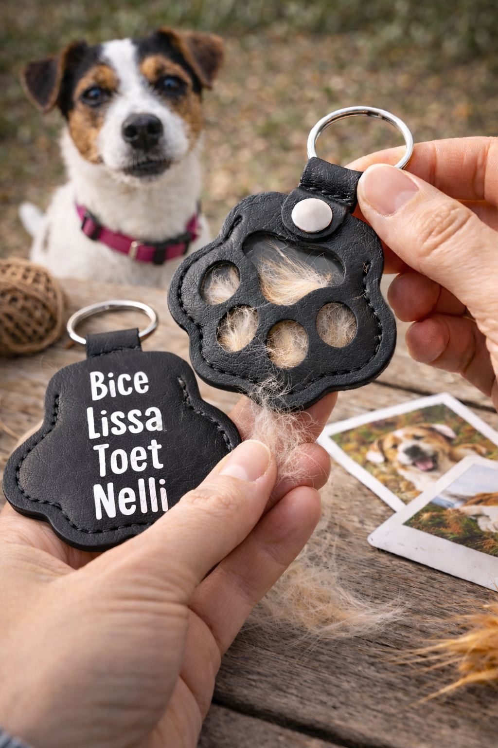 Poot sleutelhanger / met vakje voor vacht