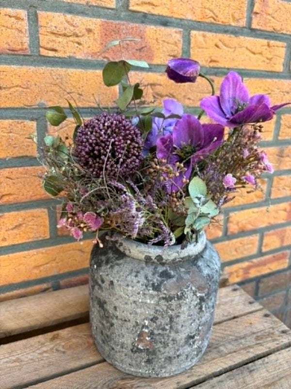 Rustiek Zijden Boeket met pot
