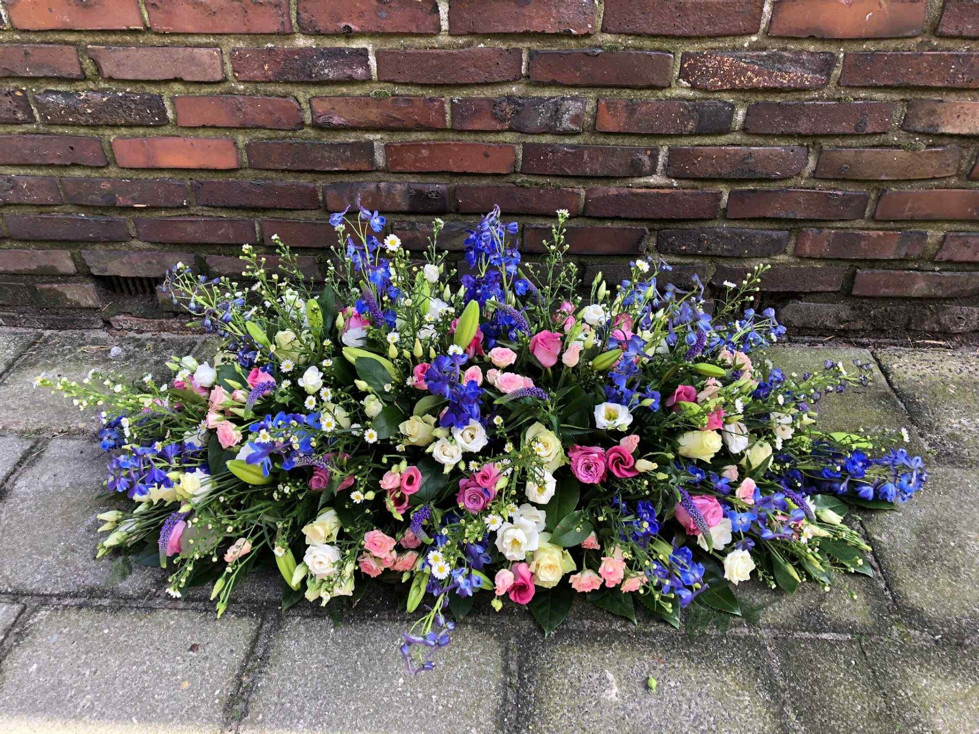 Rouwstuk Blauw/Wit/Roze