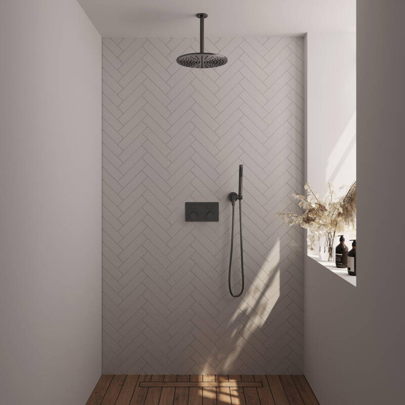 Regendoucheset gunmetal inbouw plafond - Brauer
