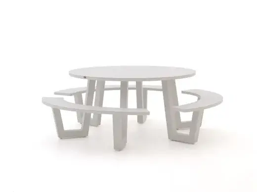 Picknicktafel aluminium rond wit