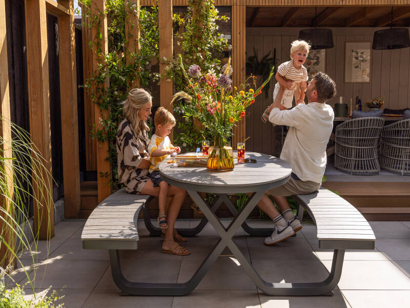 Picknicktafel bellagio ovaal zwart hout
