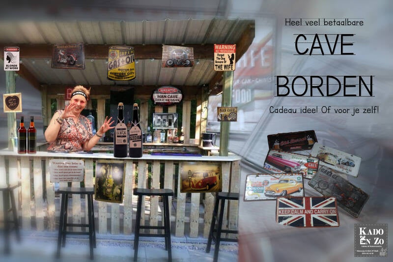 Tekstborden Mancave Kado en Zo Balk