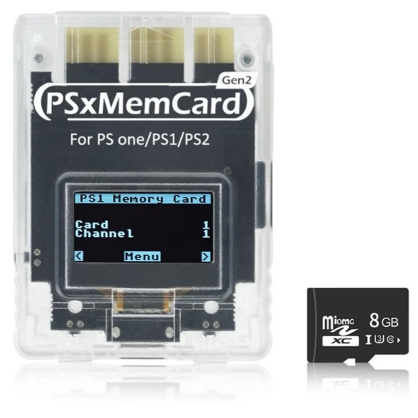 BITFUNX PSxMemCard Gen2 Speicherkarte – Unterstützt Firmware-Upgrade, unbegrenzten Speicher und Sd2psXtd, enthält eine 8 GB MicroSD-Karte