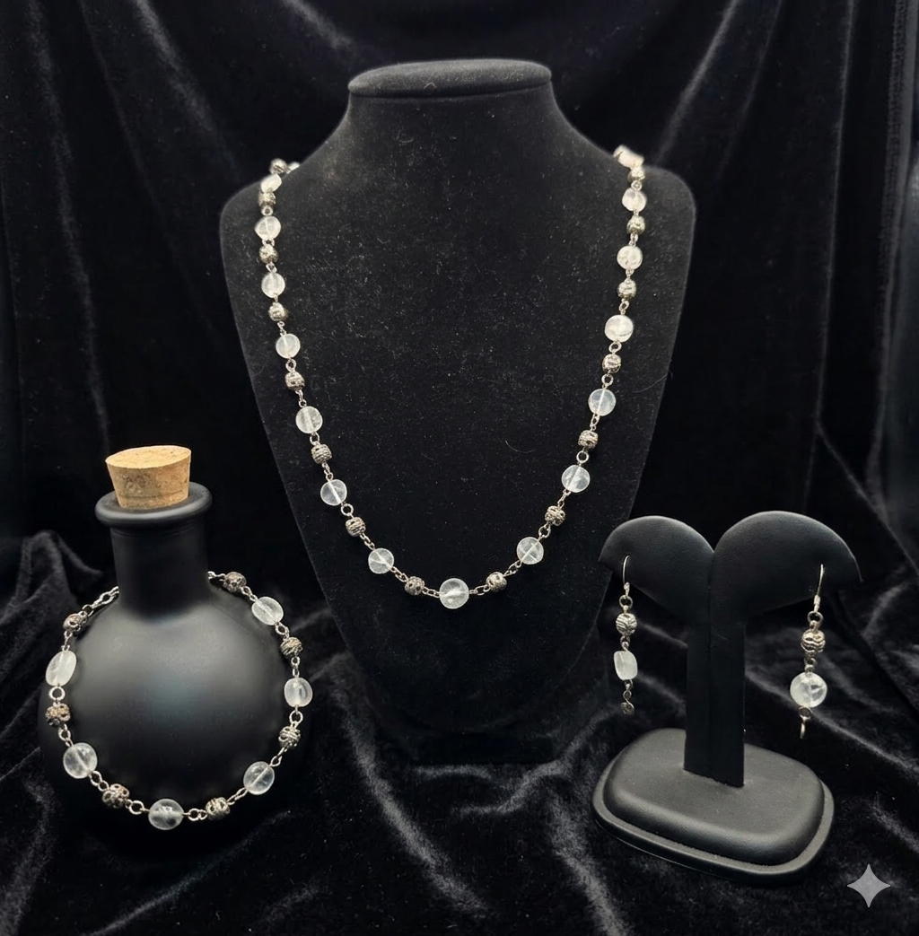 Quartz and sterling silver set