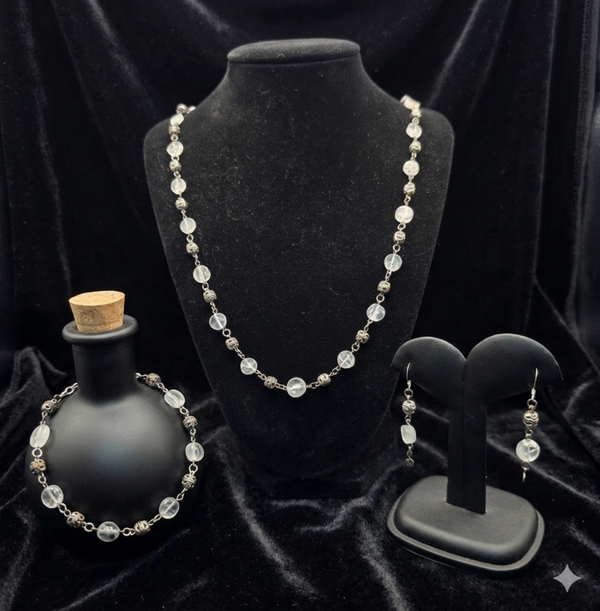 Quartz and sterling silver set