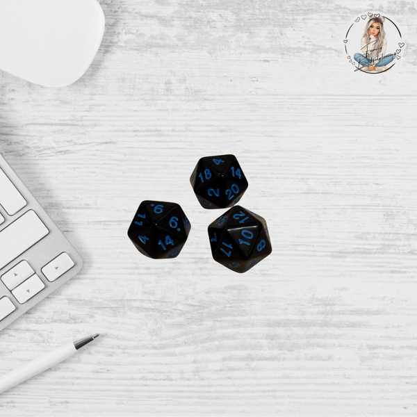 20er Würfel Schwarz/Blau