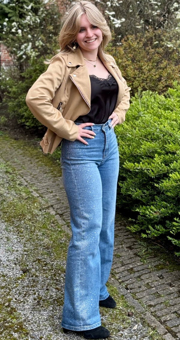 STRASS jeans wide leg blue