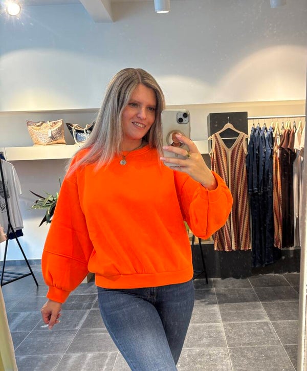 Fluo sweater met ballonmouwen