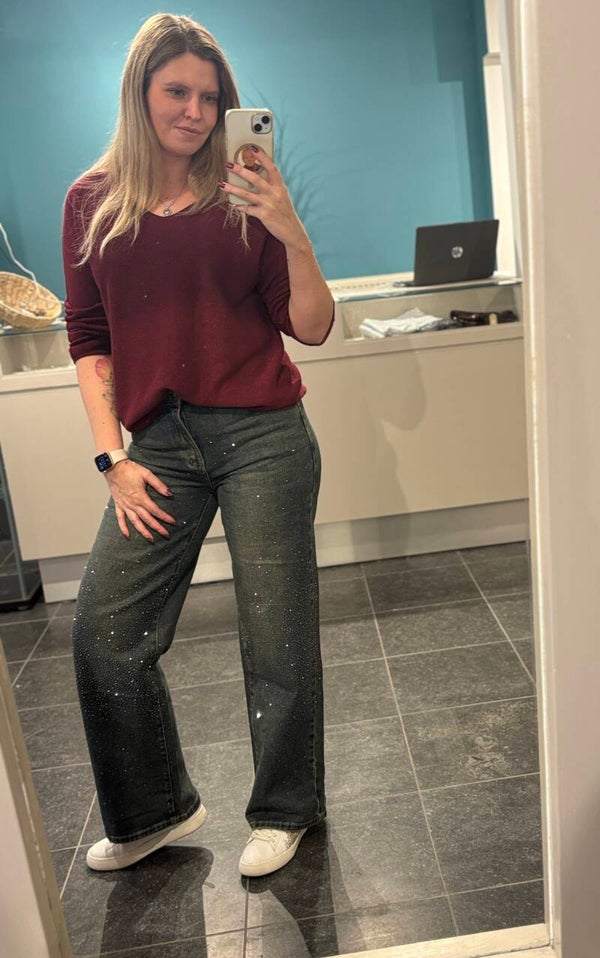 Jeans strass wide leg
