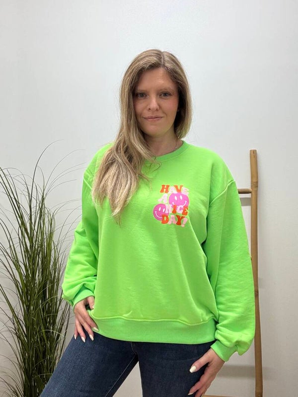 HAVE A NICE DAY fluo sweater green