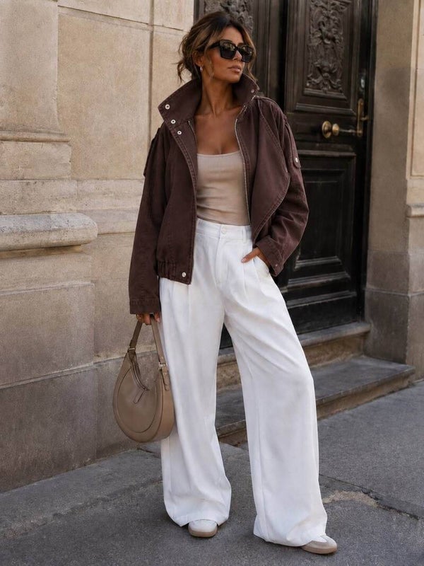 ASHLEY oversized denim jacket brown