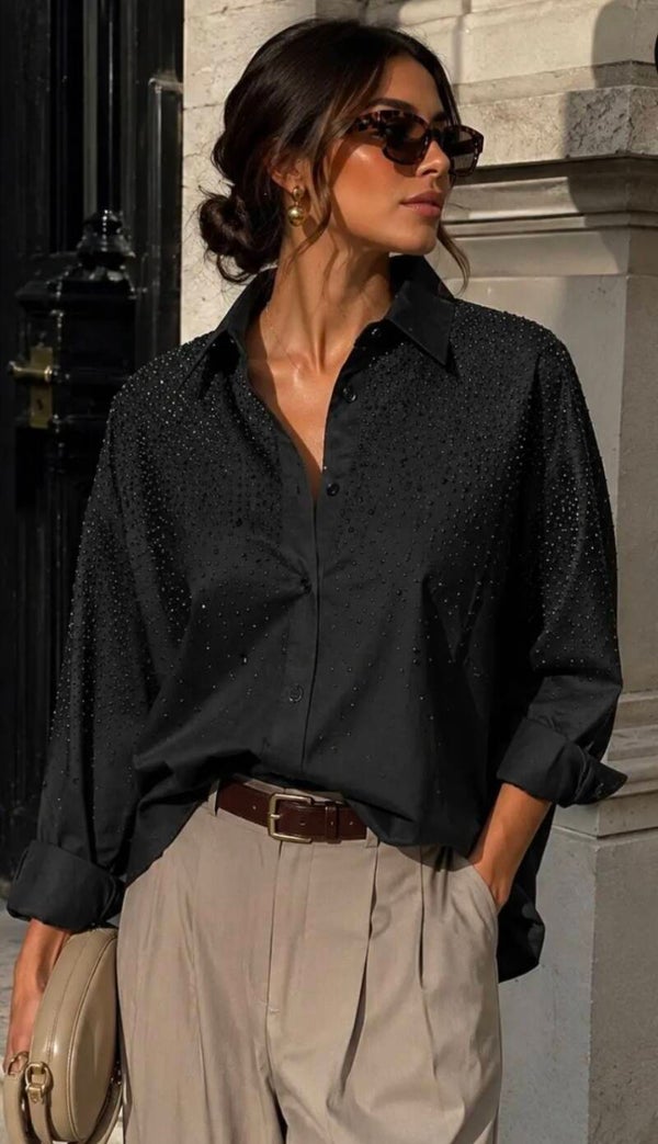 EMMA hemd strass zwart