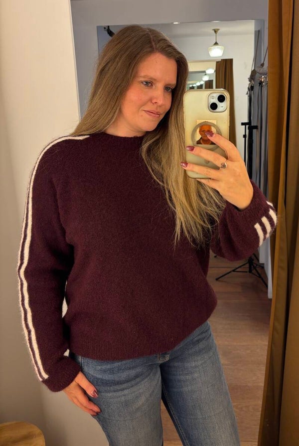 STRIPE pull bordeaux