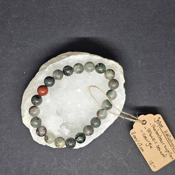 Bracelet jaspe Héliotrope 8mm