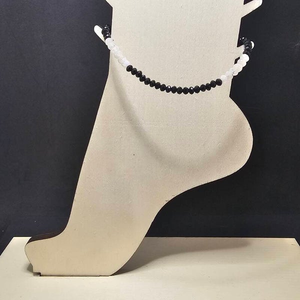 Bracelet de Cheville en Spinelle Noir & Pierre de Lune (Argent 925)