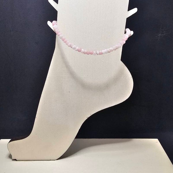 Bracelet de Cheville en Quartz Rose & Argent 925