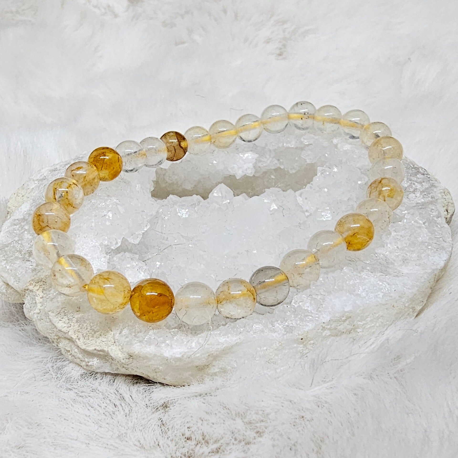 Bracelet Quartz Rutile Doré 6mm