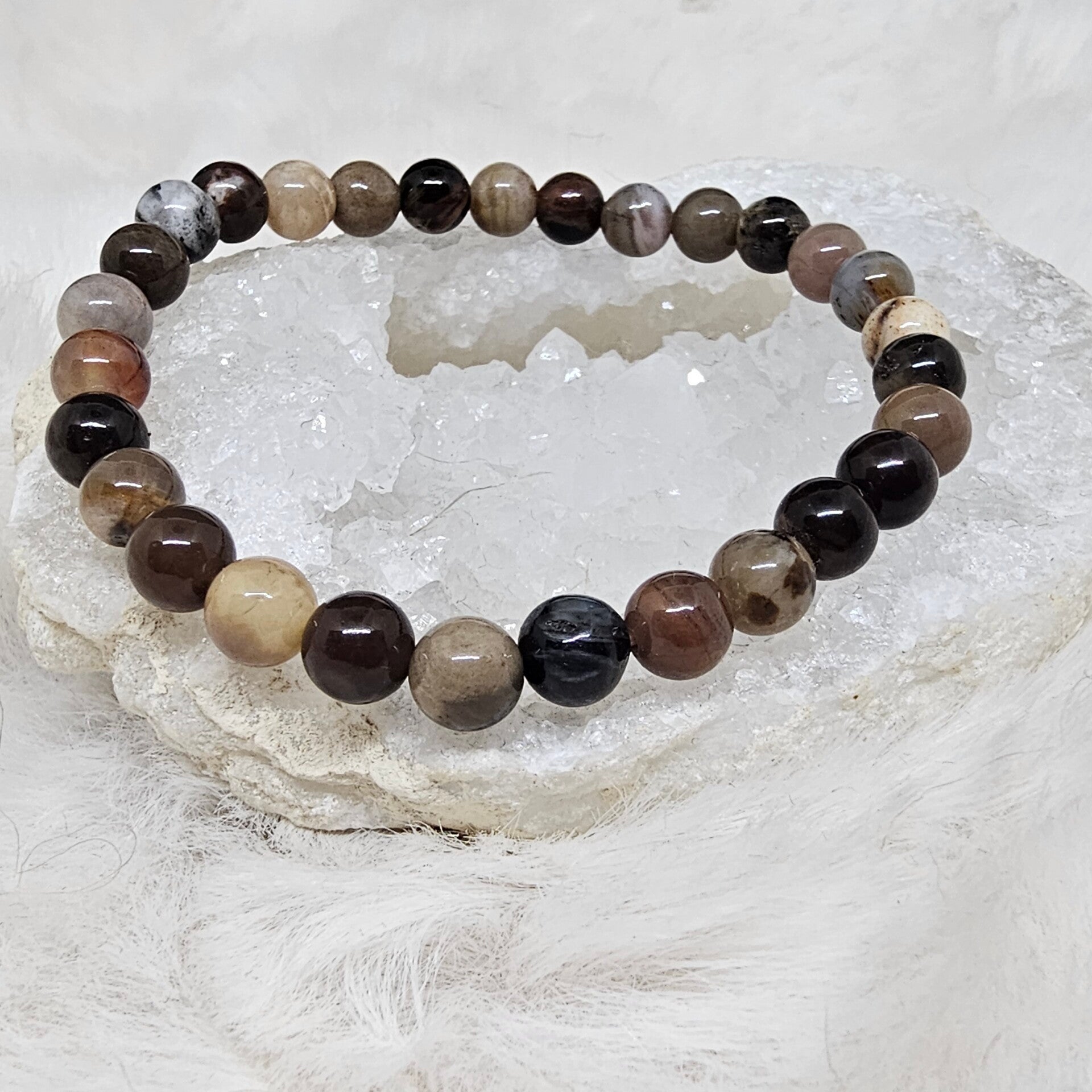 Bracelet Bois Fossile 6mm