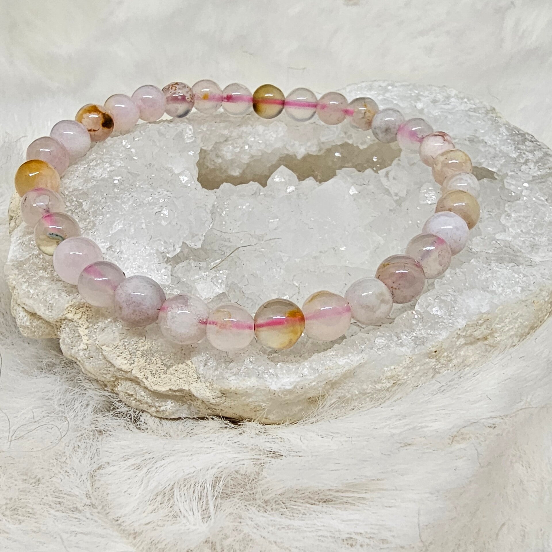 Bracelet Agate Fleur 6mm