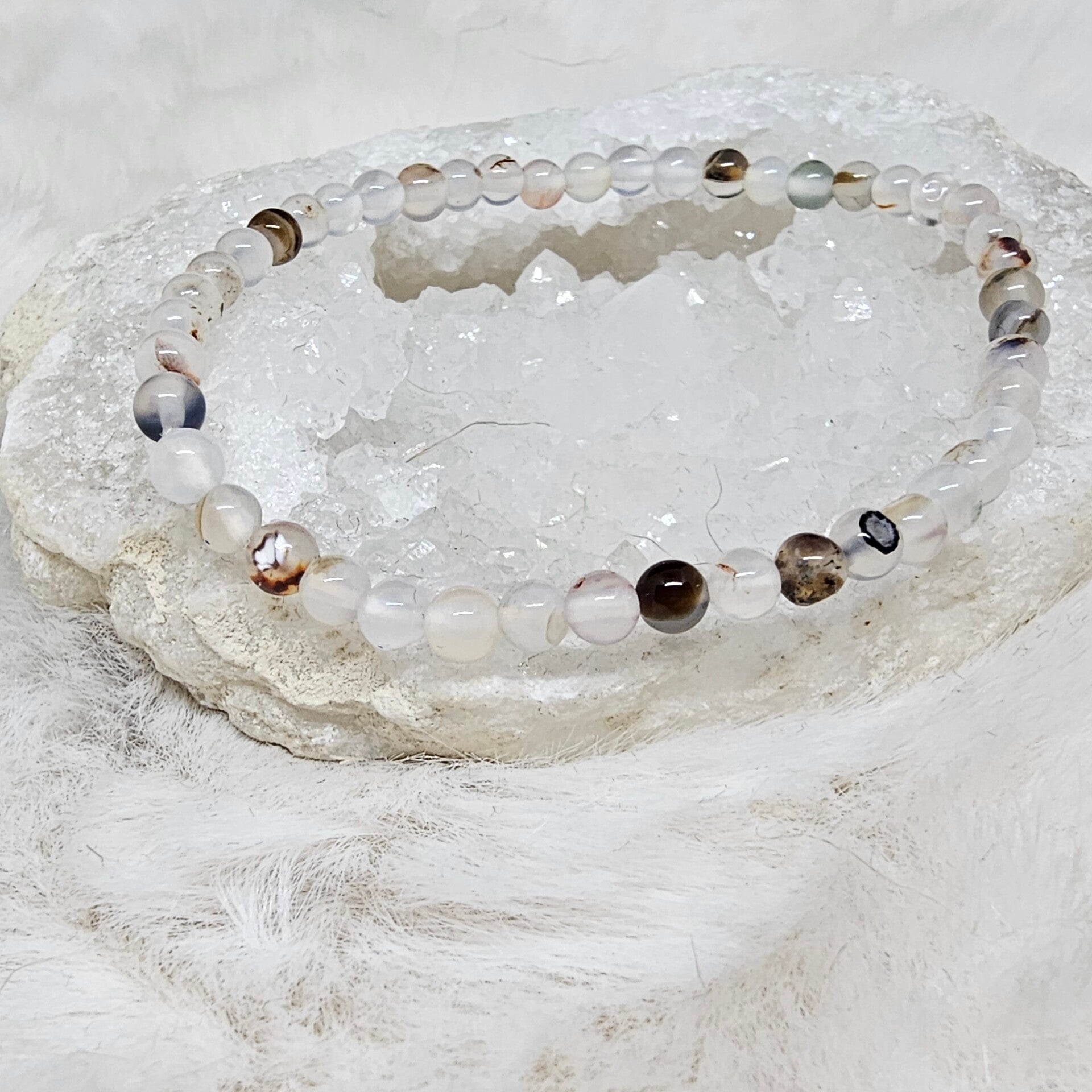 Bracelet Agate Dendritique 4mm