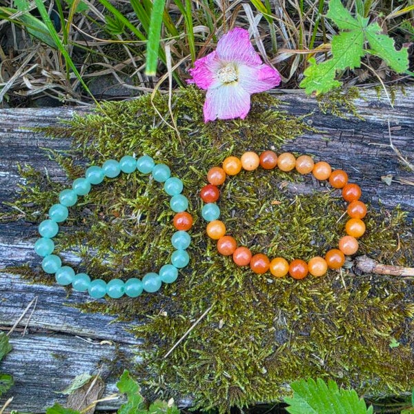 Bracelet Duo Aventurine Verte & Aventurine Orange