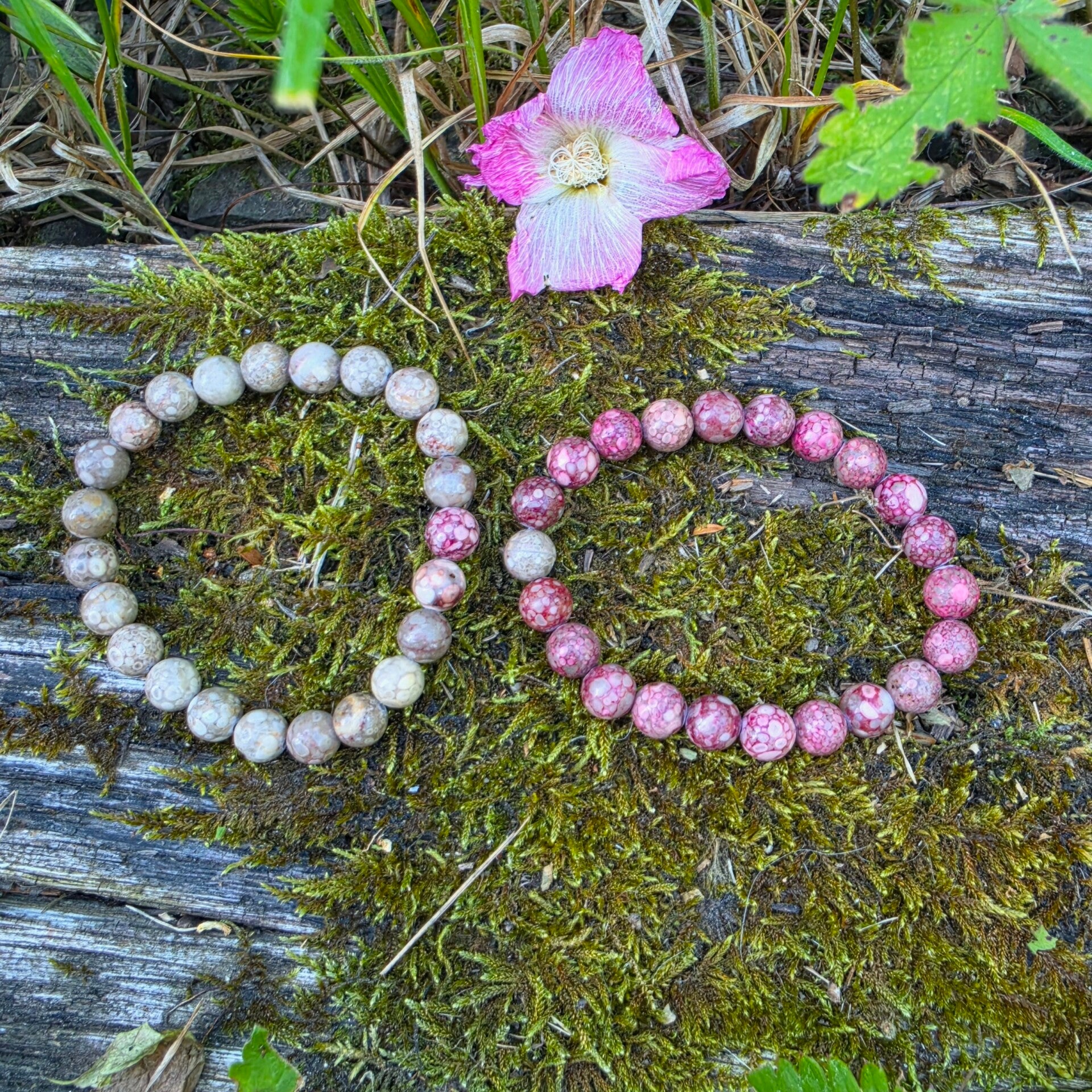 Bracelet Duo Corail Fossile & Corail Rose