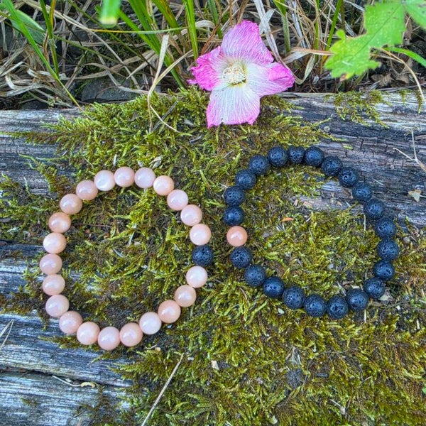 Bracelet Duo Pierre de Lave et pierre de Soleil