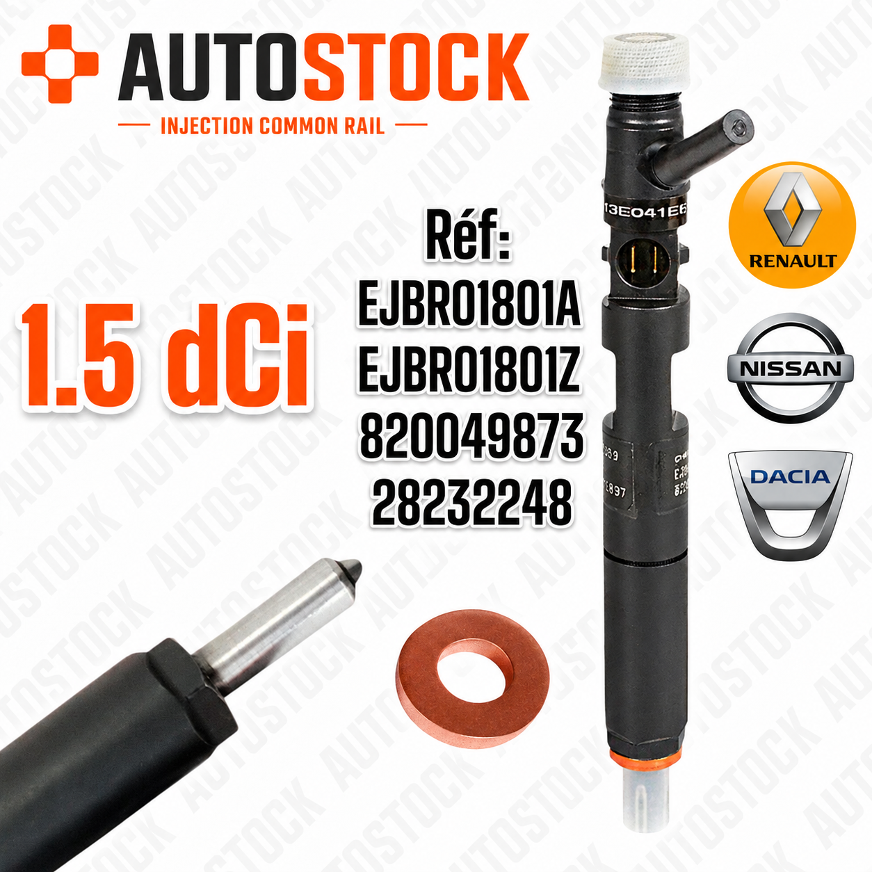 Injecteur 1.5 DCI EJBR01801A / 28232248 Reconditionné – Delphi Renault Nissan