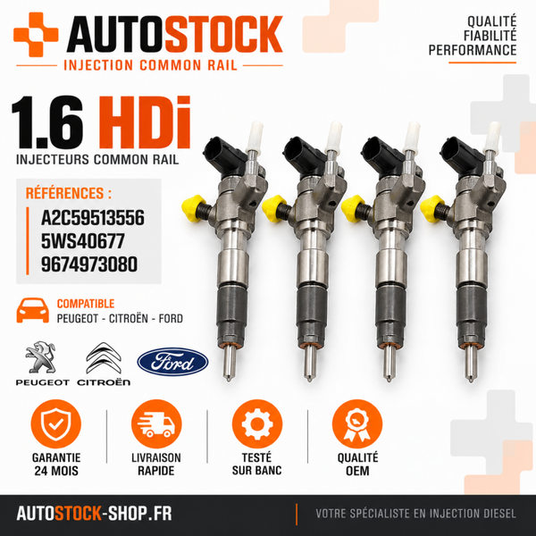 Injecteurs 1.6 HDI / TDCI VDO Continental – Jeu de 4 – Garantie 12 mois