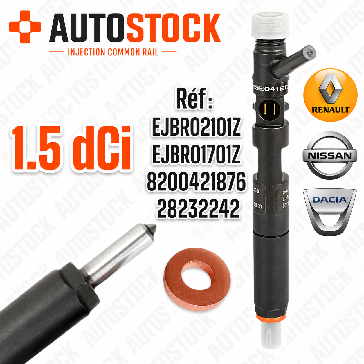 Injecteur 1.5 dCi EJBR02101Z-28232242 Reconditionné – Delphi – Renault, Nissan, Suzuki (2001-2005)