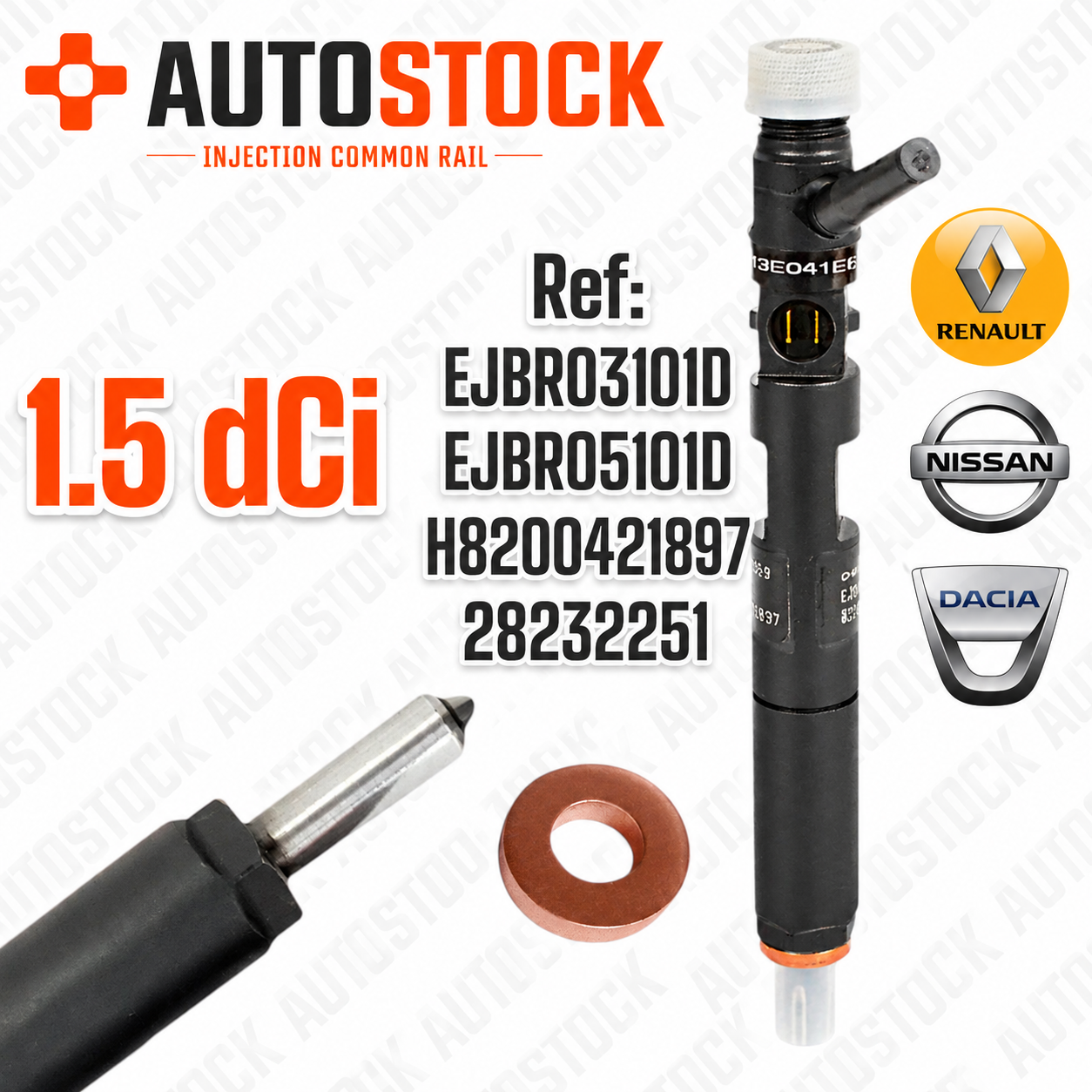 Injecteurs 1.5 dCi 68/70/85/105 CV Reconditionnés Delphi – EJBR03101D, 28232251 – Renault, Nissan, Dacia