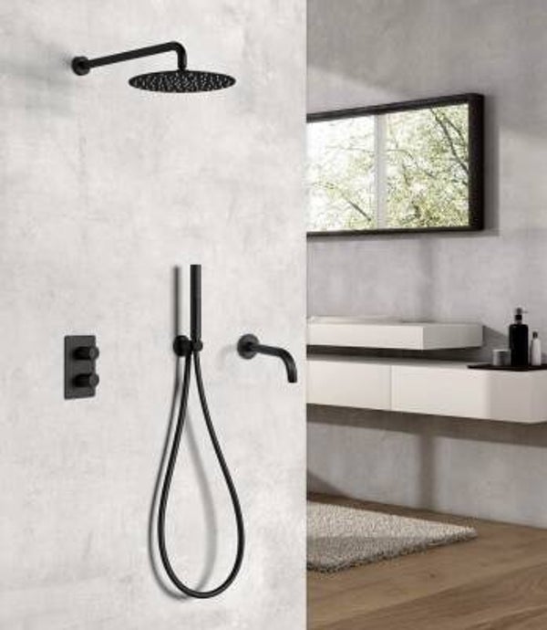 Shower set for 3 functions with thermostat Giulini Futuro matt black