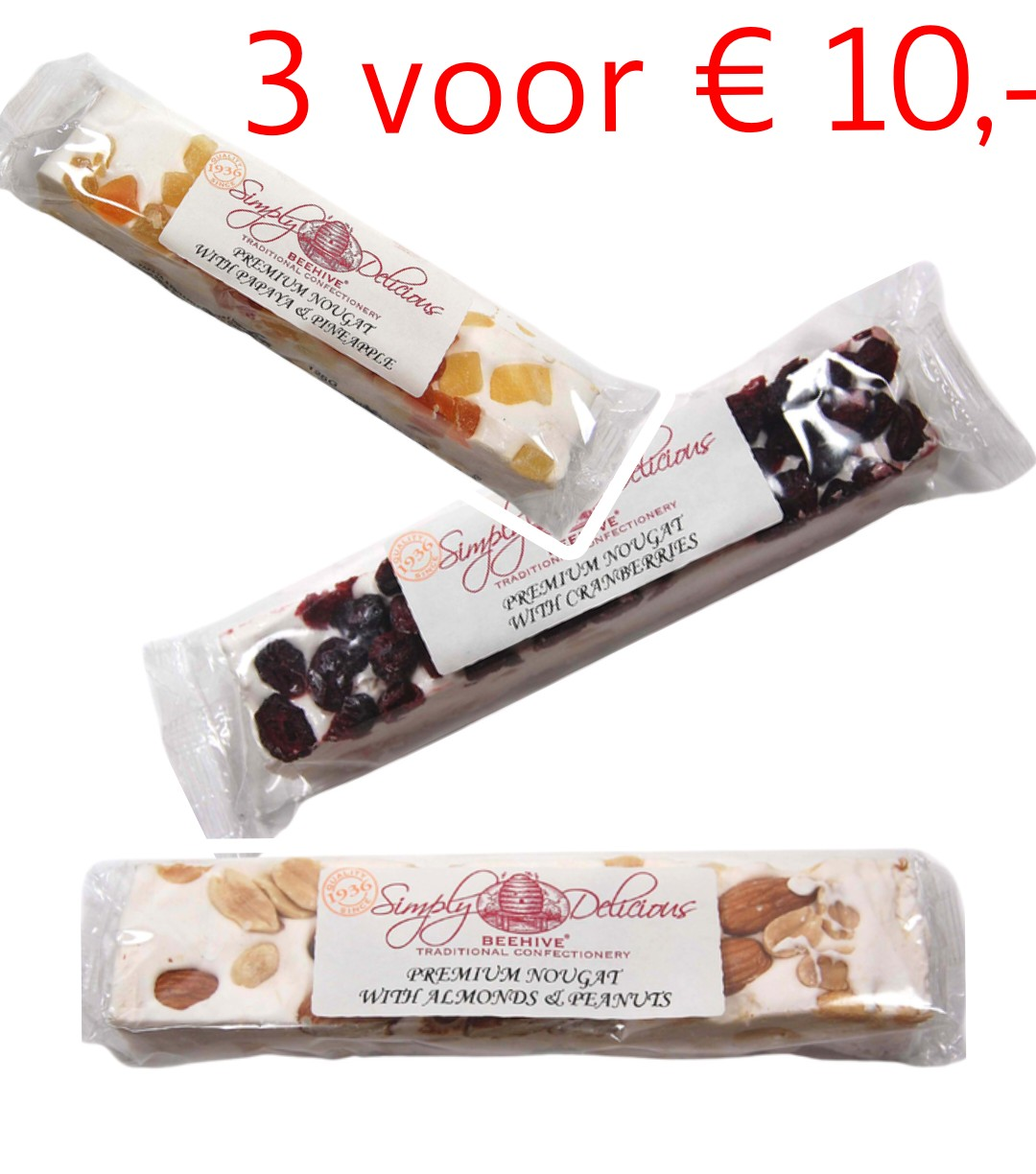 3 repen voor € 10,- Nougat