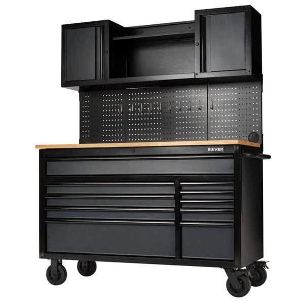 BUNKER Gereedschapswagen/werkbank met achterwand, 142cm