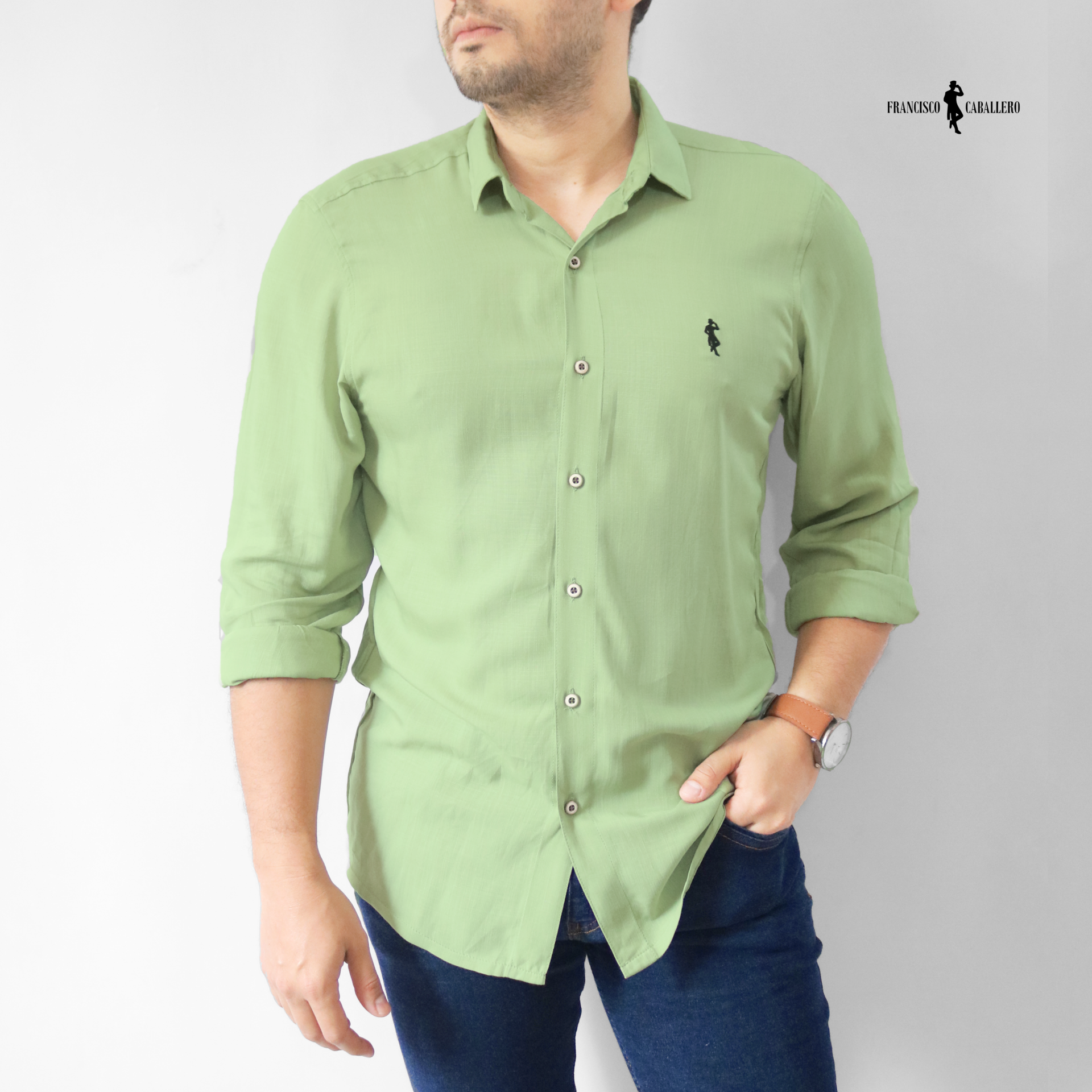 CAMISA VERDE MANZANA MANGA LARGA