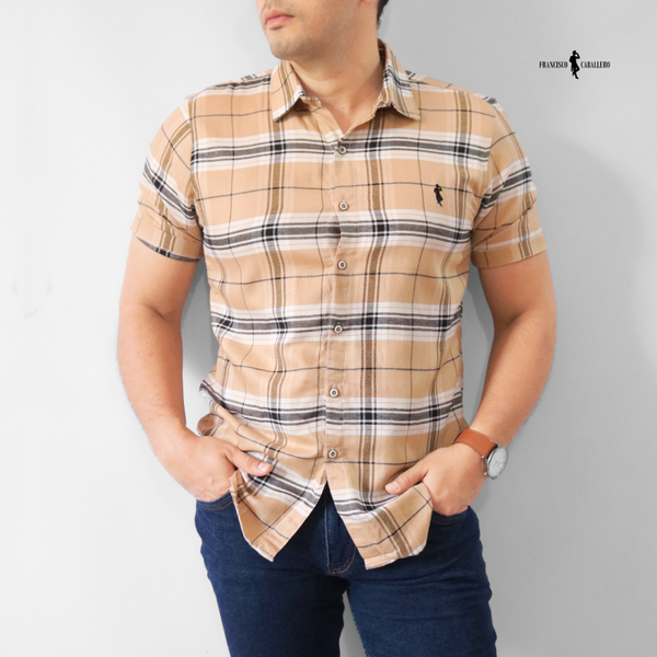 CAMISA LEÑERA BEIGE MANGA CORTA