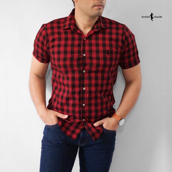 CAMISA DE CUADROS ROJA MANGA CORTA