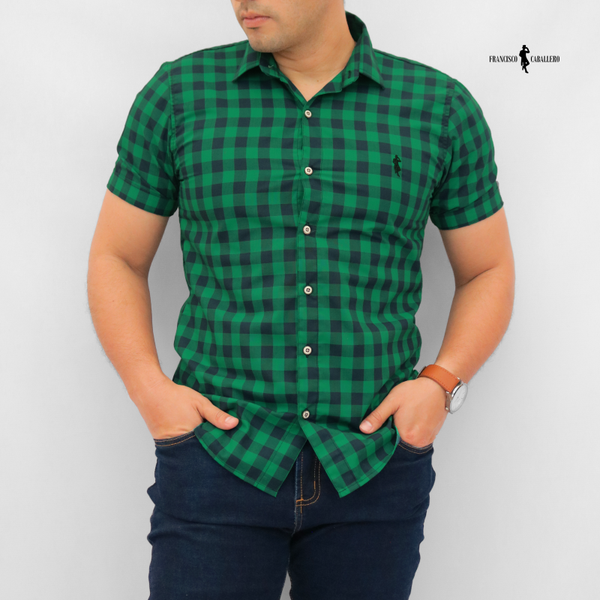 CAMISA DE CUADROS VERDE MANGA CORTA